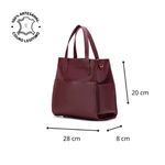 Bolsa Feminina Couro Legítimo Bolsos Externos Grande Marsala ( Vinho)