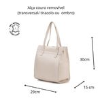 Bolsa Feminina Couro Legítimo Bolsos Externos Grande Marfim