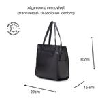 Bolsa Feminina Couro Legítimo Bolsos Externos Grande Preta