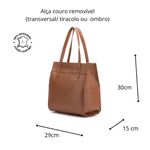 Bolsa Feminina Couro Legítimo Bolsos Externos Grande Caramelo