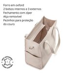 Bolsa Feminina Couro Legítimo Bolsos Externos Grande Marfim