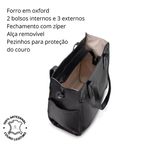 Bolsa Feminina Couro Legítimo Bolsos Externos Grande Preta