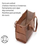 Bolsa Feminina Couro Legítimo Bolsos Externos Grande Caramelo
