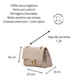 Bolsa Transversal Feminina Matelassê em Couro Alça de corrente Dourada – Off white 
