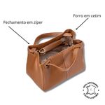 Bolsa Feminina Couro Legítimo Transversal Ombro Média Camel