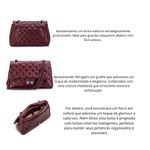 Bolsa Transversal Feminina Matelassê em Couro Alça de corrente Grafite - Marsala ( Vinho) 