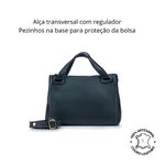 Bolsa Feminina Couro Legítimo Transversal Ombro Média Azul Marinho
