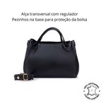 Bolsa Feminina Couro Legítimo Transversal Ombro Média Preta