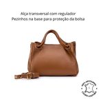 Bolsa Feminina Couro Legítimo Transversal Ombro Média Camel