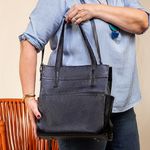 Bolsa Feminina Couro Legítimo Bolsos Externos Grande Preta