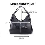 Bolsa Dupla em Couro Legítimo - Modelo Hobo - Preta