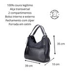 Bolsa Dupla em Couro Legítimo - Modelo Hobo - Preta