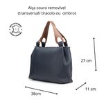 Bolsa Hobo Feminina Couro Legítimo Transversal Azul