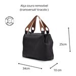 Bolsa Hobo Feminina Couro Legítimo Transversal Preta
