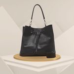 Bolsa Bucket Feminina Transversal Couro - Preta 