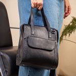 Bolsa Transversal Mochila Feminina Couro Legítimo Preta