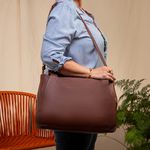 Bolsa Hobo Feminina Couro Legítimo Transversal Café