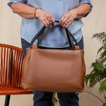Bolsa Hobo Feminina Couro Legítimo Transversal Caramelo