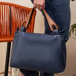Bolsa Hobo Feminina Couro Legítimo Transversal Azul