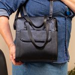 Bolsa Transversal Mochila Feminina Couro Legítimo Preta