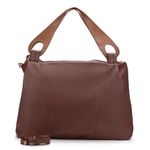 Bolsa Hobo Feminina Couro Legítimo Transversal Café
