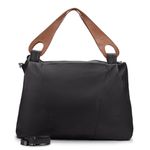 Bolsa Hobo Feminina Couro Legítimo Transversal Preta