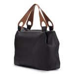 Bolsa Hobo Feminina Couro Legítimo Transversal Preta