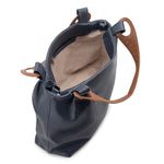 Bolsa Hobo Feminina Couro Legítimo Transversal Azul