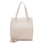 Bolsa Feminina Couro Legítimo Bolsos Externos Grande Marfim