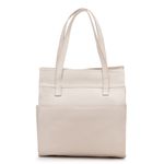 Bolsa Feminina Couro Legítimo Bolsos Externos Grande Marfim