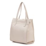 Bolsa Feminina Couro Legítimo Bolsos Externos Grande Marfim