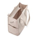 Bolsa Feminina Couro Legítimo Bolsos Externos Grande Marfim