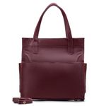 Bolsa Feminina Couro Legítimo Bolsos Externos Grande Marsala ( Vinho)