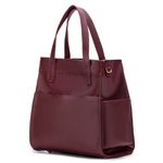 Bolsa Feminina Couro Legítimo Bolsos Externos Grande Marsala ( Vinho)