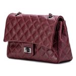 Bolsa Transversal Feminina Matelassê em Couro Alça de corrente Grafite - Marsala ( Vinho) 