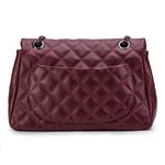 Bolsa Transversal Feminina Matelassê em Couro Alça de corrente Grafite - Marsala ( Vinho) 