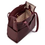 Bolsa Feminina Couro Legítimo Bolsos Externos Grande Marsala ( Vinho)