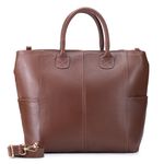 Bolsa Executiva Em Couro Legítimo Para Notebook Transversal Shopper Café