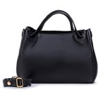 Bolsa Feminina Couro Legítimo Transversal Ombro Média Preta