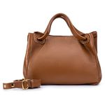 Bolsa Feminina Couro Legítimo Transversal Ombro Média Camel