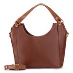 Bolsa Feminina em Couro Legítimo Meia Lua - Pinhão com Alça Caramelo