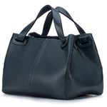 Bolsa Feminina Couro Legítimo Transversal Ombro Média Azul Marinho