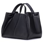 Bolsa Feminina Couro Legítimo Transversal Ombro Média Preta