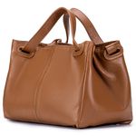 Bolsa Feminina Couro Legítimo Transversal Ombro Média Camel