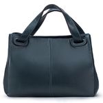 Bolsa Feminina Couro Legítimo Transversal Ombro Média Azul Marinho