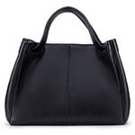 Bolsa Feminina Couro Legítimo Transversal Ombro Média Preta