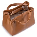 Bolsa Feminina Couro Legítimo Transversal Ombro Média Camel
