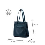 Bolsa Feminina Couro Legítimo Bolsos Externos Grande Azul Marinho