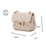 Bolsa Feminina Mini Bag Matelassê Corrente Couro Legítimo - Off white e Dourada