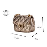 Bolsa Feminina Mini Bag Matelassê Corrente Couro Legítimo - Dourada e Dourada 
